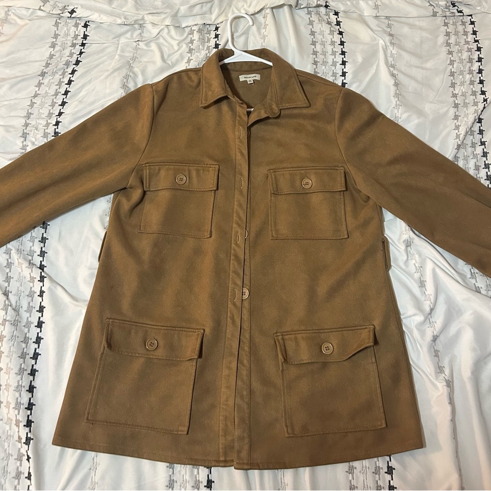 Max Studio Sued-like Brown Button-Up Jacket